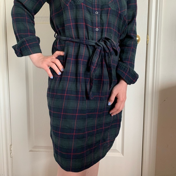 Gap Green Plaid Long-Sleeved Dress - Picture 2 of 4